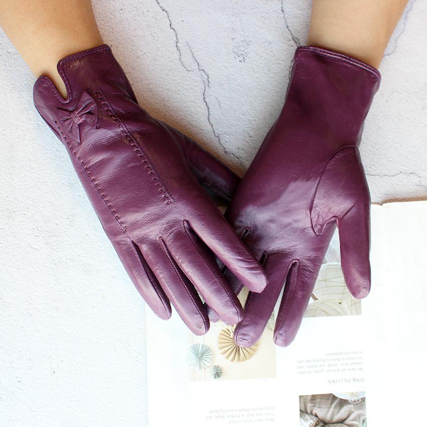 

Зимние теплые цветные кожаные перчатки женские модные новые с бантом из овчины осенние уличные велосипедные перчатки большого размера XXL