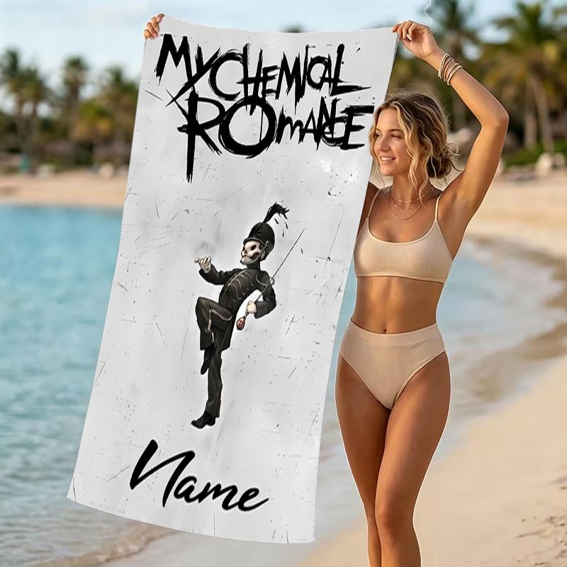 Customizable personalized beach towels My Chemical Romance themed designs.Suitable for the beach, yoga, sports;ideal as beach accessories