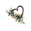 Heart Shaped Grapevine Wreath with Artificial Branches and Burlap Bow for Home Wall Door Decoration