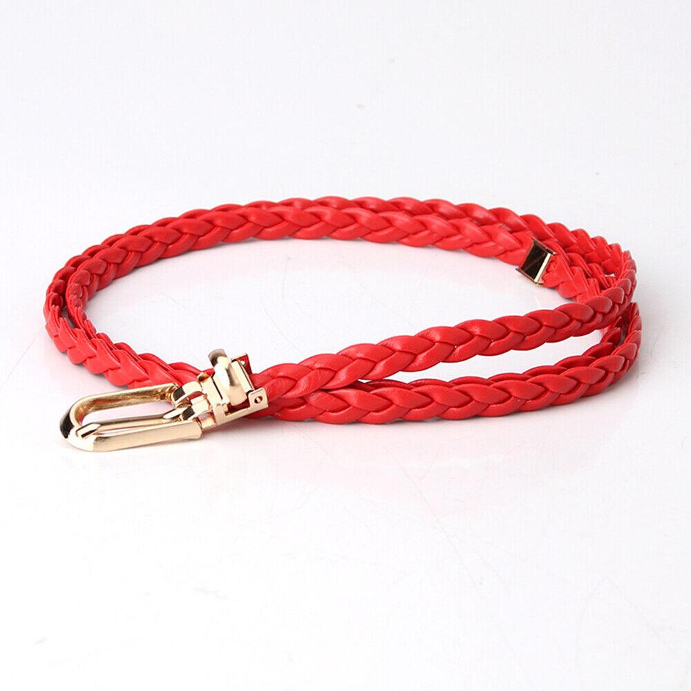 Braided PU Leather Belt Women Thin Waist Belt Dress Coat Decorative Waistband