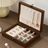 Walnut Wood Glass Lid Velvet Lined Velvet Interior Necklace Hanging Panel  Bracelets Storage