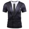 Męska koszulka z krótkim rękawem Kreatywna imitacja dwuczęściowej koszulki z nadrukiem formalnym