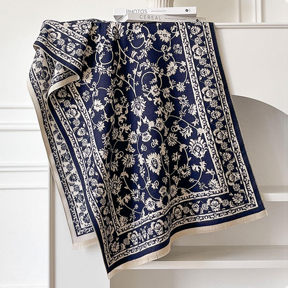 

Толстое Зимнее Пончо Женский Шарф Роскошный Цветочный Теплая Шаль И Накидка Имитация Кашемира Пашмина Дизайн Одеяла Буфанда Эшарп