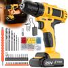 20V Keyless Cordless Drill and Electric Screwdriver Set Mini DIY Variable Speed Brushed Motor Power Source Battery EU Warehouse
