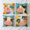 Cushion Cover Soft Case Illustration Cartoon Cute Cow Sofa Living Room Home Comfortable Office Decor Protective Pillow Covers