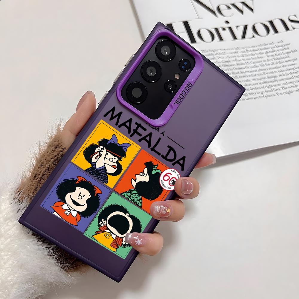Cartoon M-MAFALDA Cute Phone Case For Samsung Galaxy S25 Edge S24 S23 S22 S21 S20 Ultra Funda Silicone Silver Cover