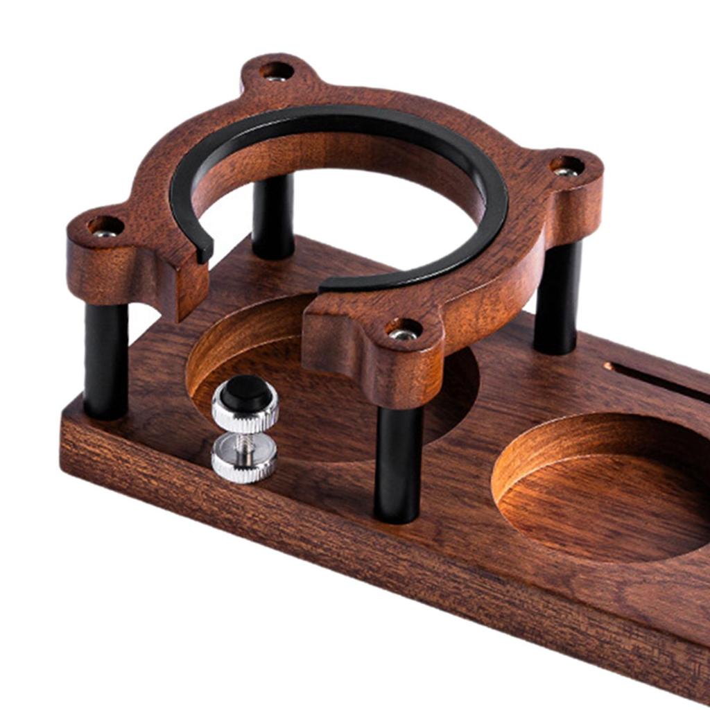 Espresso Tamping Station Countertop Coffee Tamper Stand and Portafilter Holder Espresso Tamp Tool Wooden Coffee Tamper Holder