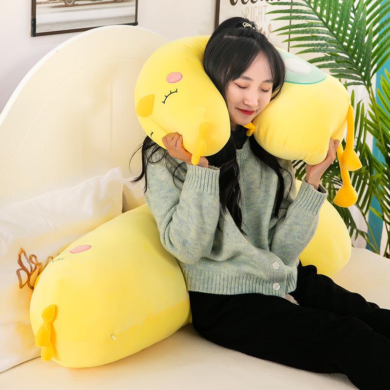 Cute Little Yellow Chicken Doll Plush Toy Girl Sleeping Between Legs Long Throw Pillow Children Soothing Doll Doll