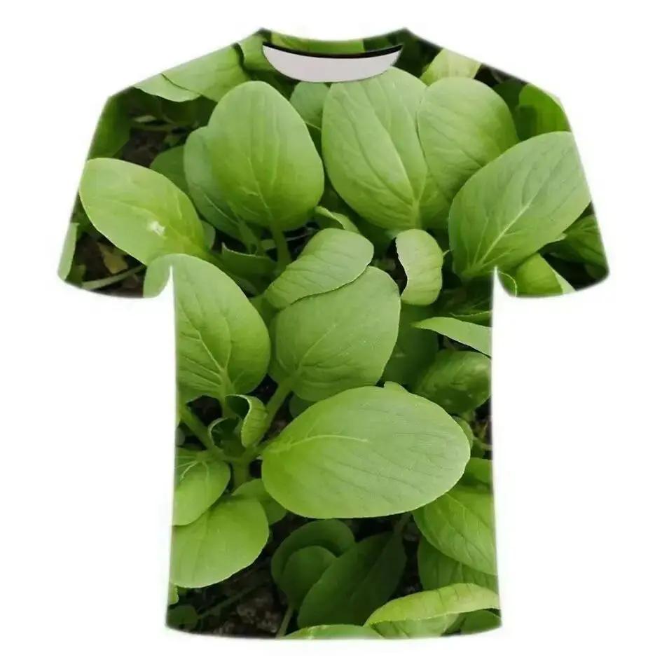 

Літні чоловічі модні креативні повсякденні модні 3d-друковані 3d-друковані моделі з короткими рукавами та фруктами та овочами, вільні індивідуальні топи з круглим вирізом XXL