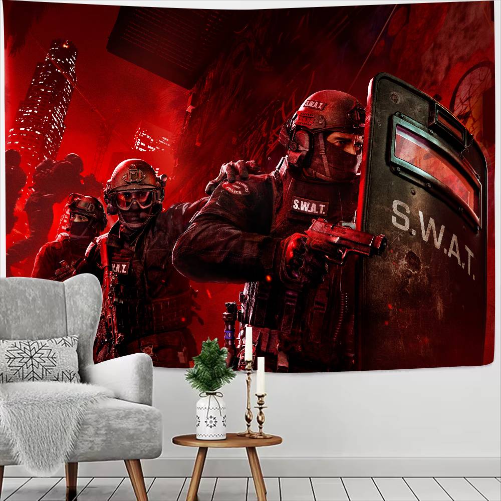 Cool Tactical Special Police Tapestry Decoration Bedroom Dormitory Background Cloth Holiday Home Party Living Room Club Tapestry