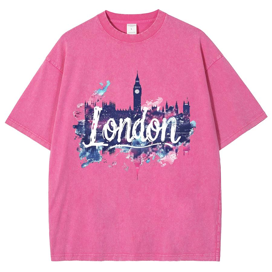 

Женский топ London Ink-Splashed Letter Print, свободный, из стираного хлопка, с коротким рукавом, модный, модный, уличный, черный 3XL