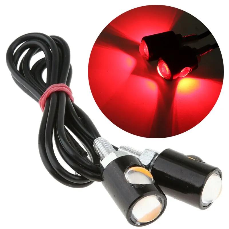 LED Motorcycle Signal Lamp Number License Plate Light Mini Turn Signal Eagle Eye Shape Tail Rear Light Brake Fog Lamp Bulb 2PCS