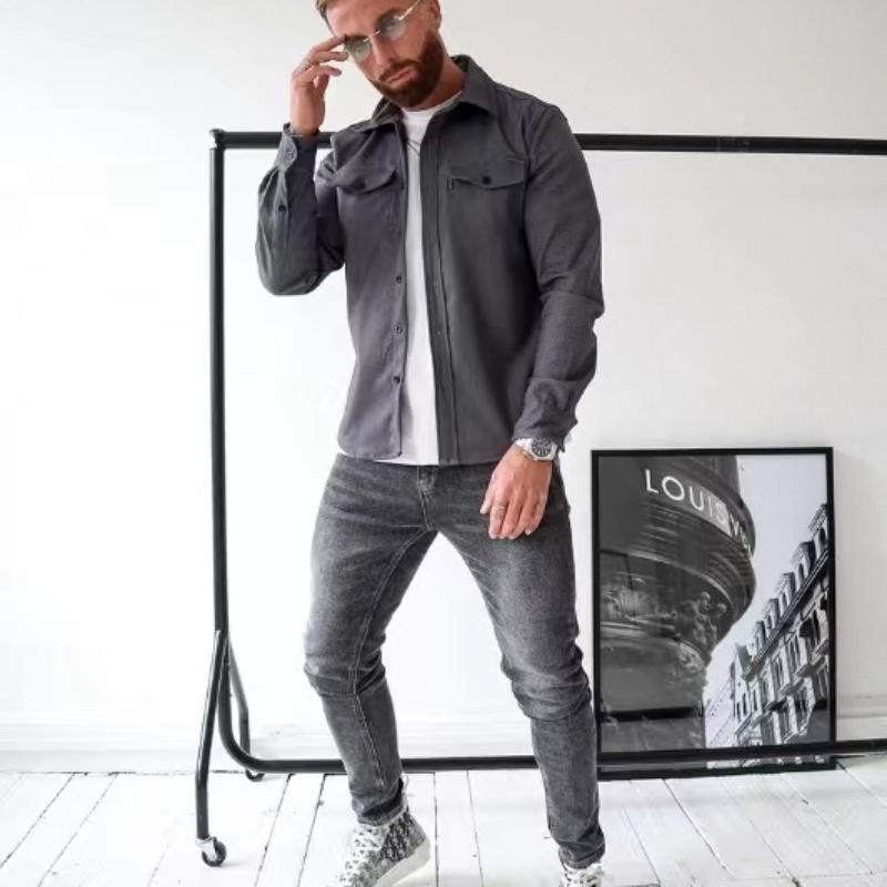 Осенне-зимняя новая мужская молодежная повседневная мужская рубашка S