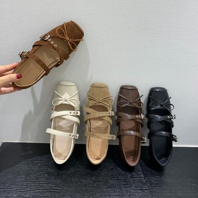 Fashion Women's Shallow Mouth Women Shoes Low Heels Female Footwear Bow-Knot Ballet Flats Fall Cross Summer Dress Butterfly Ballerinas