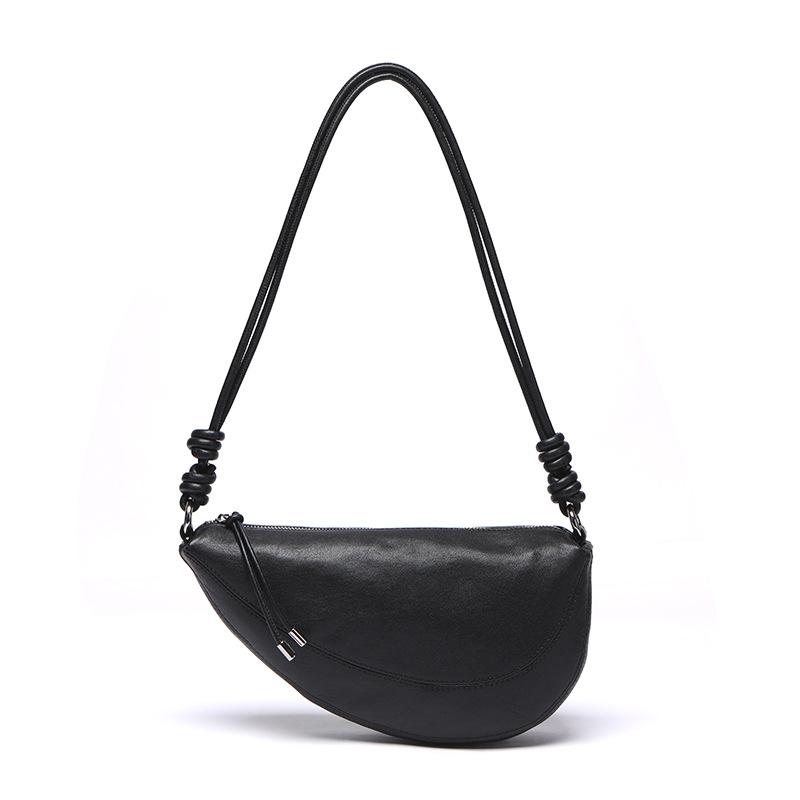 Fashion spring and summer new national style simple shoulder bag soft leather large capacity wide shoulder strap crossbody saddle bag commuting