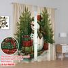 2pcs,2D plane printing Curtains&Window Treatment Snowman_ Tree & Holly Versatile Polyester Fabric (without rod) Room Decor