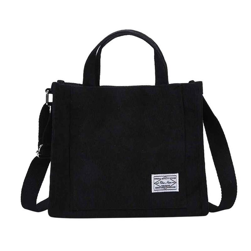 Women Corduroy Zipper Shoulder Bag Small Cotton Canvas Handbag Casual Tote Crossbody Bag Vintage Messenger Bags