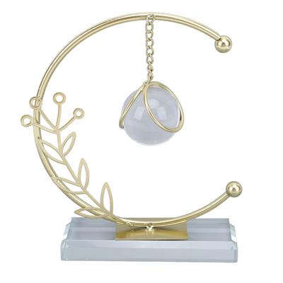 Metal Leaf Crystal Ball Decoration Creative Hand Soldered Iron Art Crystal Ball Ornament for Office