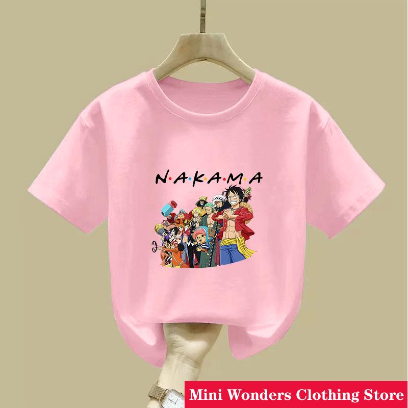 Koszulka z kreskówkowym anime One Pieces Luffy dla dzieci, chłopcy, pochłaniająca pot, oddychająca koszulka, letnie ubrania dla nastolatków
