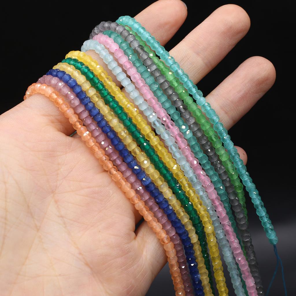 Natural Stone Beads Faceted Beads Abacus-Shaped Beads 2x3 MM Charms For Jewelry Making DIY Necklace Bracelet Earrings Accessory
