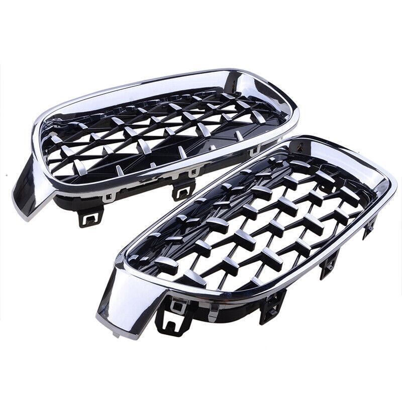 2PCS For BMW F30 F31 F35 F80 2012-2018 Left&Right Diamond Style Grille Car Grille Front Bumper Kidney Grill ABS Parts