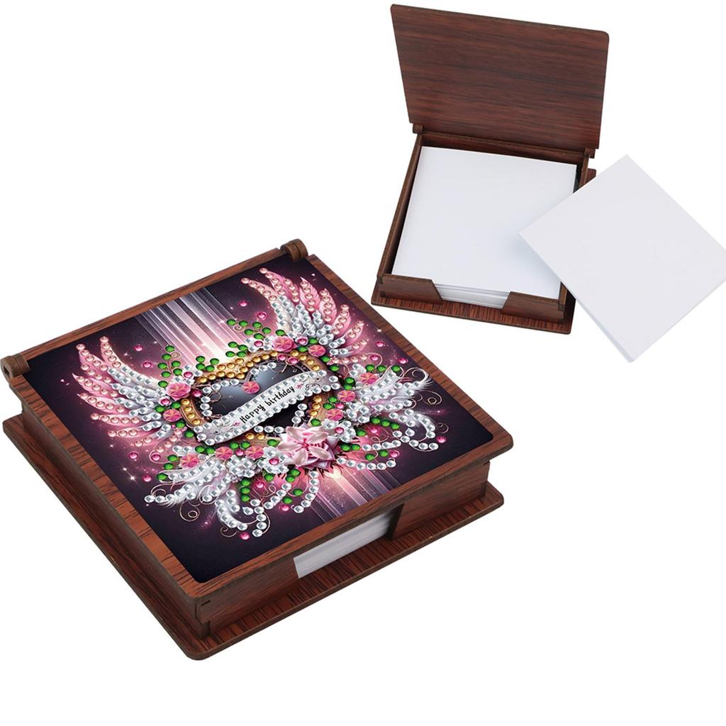 Wooden 5D Diamond Painting Kit Note Box Diamond Art Notepad Box for Home Office Supplies Holiday Gifts