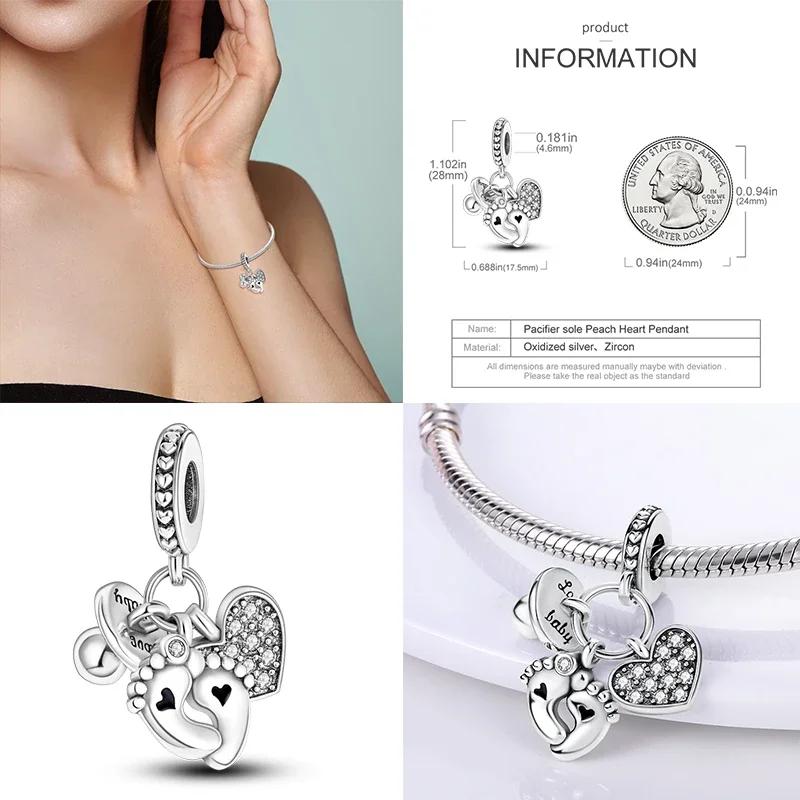 925 Silber Glühwürmchen Libelle Eule Anhänger Kleeblatt Herz Zirkon Farbperle für Original Armband Anhänger Schmuck