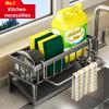 Stainless Steel Sink Organizer: Drain Rack for Sponge, Brush & Soap. Space-Saving & Easy To Clean.