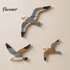 3D Wooden Bird Wall Hanging 3/4Pcs Seagull Decor, Nautical Coastal Theme Art, Natural Wood Texture Decor Adhesive Sculpture for Home Bedroom