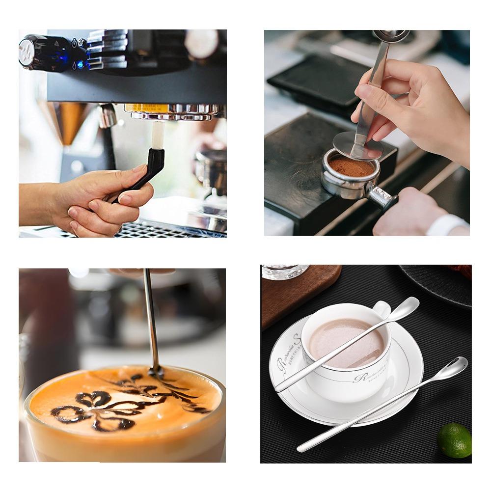 4-Piece Stainless Steel Coffee Accessory Set - Double-Head Spoon, Measuring Spoon, Latte Needle, Tamper Spoon for Home Barista/Coffee Shop, YJKJ-004