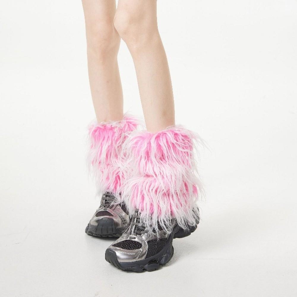 Harajuku Furry Leg Warmers Y2K Aesthetic Winter Leg Coverings Faux Fur Leg Warmers  Streetwear