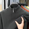 Men's Thickened Zipper Knit Sweater - Half-High Neck Warm Winter Knitwear