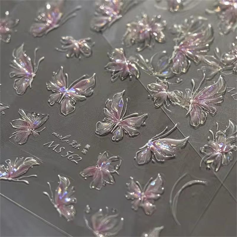 1PCS French Jelly Nail Stickers Dreamy Bubble Meteor Butterfly Star Moon Self Adhesive Stickers For Nail DIY Nail Art Decoration