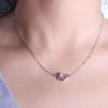 KELITCH Women's Choker Necklace with Synthetic Opal & Moon Oval Pendant (16-18 inch) Chain (White)
