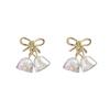 925 Silver Bow & Bell Earrings - Elegant No-Piercing Ear Clips for Women, Unique Niche Design, Model 828.