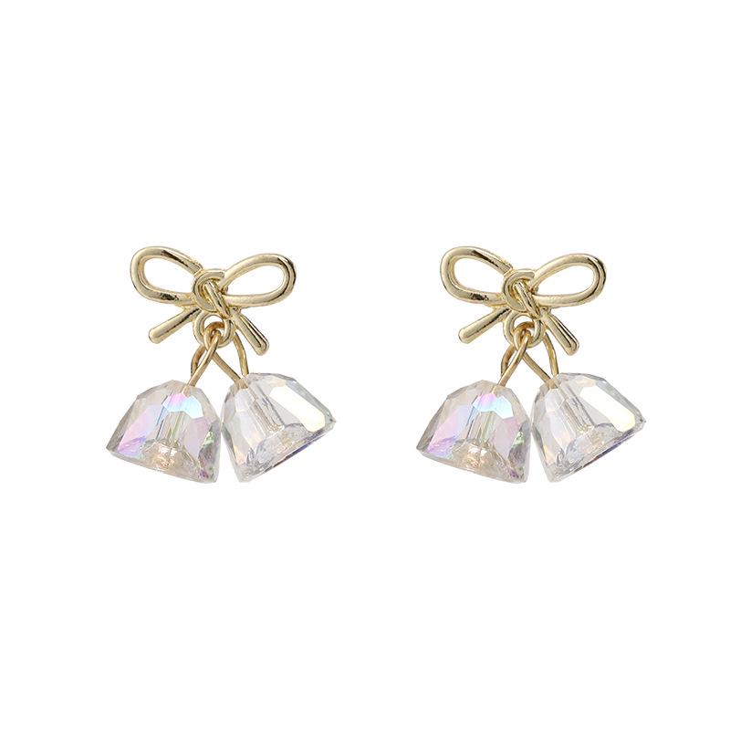 925 Silver Bow & Bell Earrings - Elegant No-Piercing Ear Clips for Women, Unique Niche Design, Model 828.