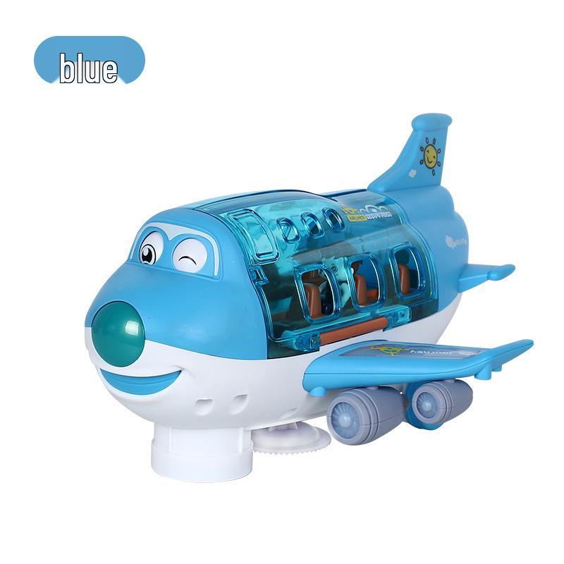Electric Q-Cute Passenger Airplane Toy with Music & Lights - 360° Rotating Children's Car
