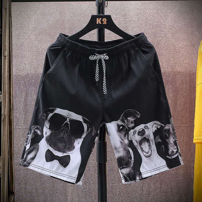 Chic Elastic Waist Cool Quick Drying Long Square Plaid Pattern Summer Shorts for Sports Beach