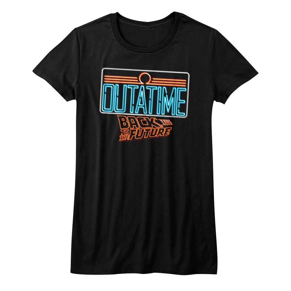 Back To The Future OUTATIME Neon License Plate Womans Fitted T Shirt M