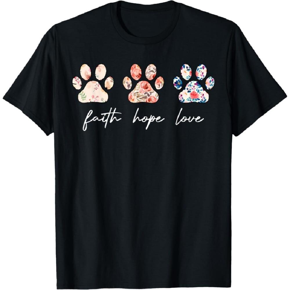 

Faith Hope Love Dog Paw Print Flower Christian Religious T-Shirt for Men Women XXXXXL чорний