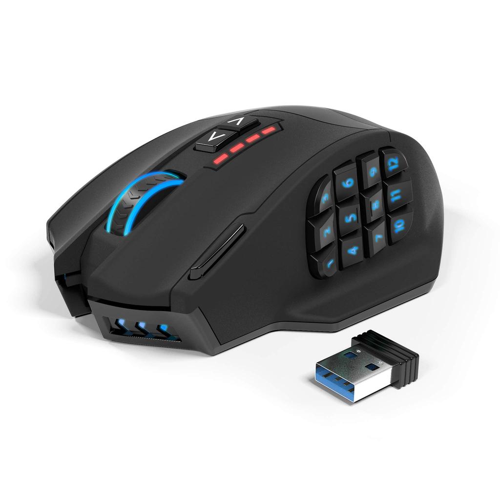 Gamspeed Wireless Gaming Mouse Dual with RGB Side 16400 Adjustable Precision 16 Programmable Buttons (Wired/Wireless Mode) Buttons, 2.4GHz Wireless,