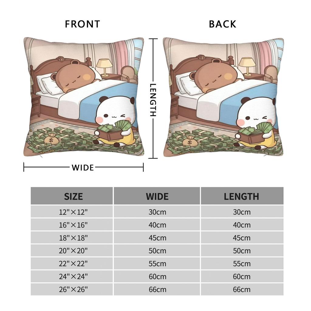 Pillow Cover Bear Cartoon Cute Bubu Dudu Graphic Cushion Cover Vintage Pillow Case For Sofa Home Decorative Pillowcases