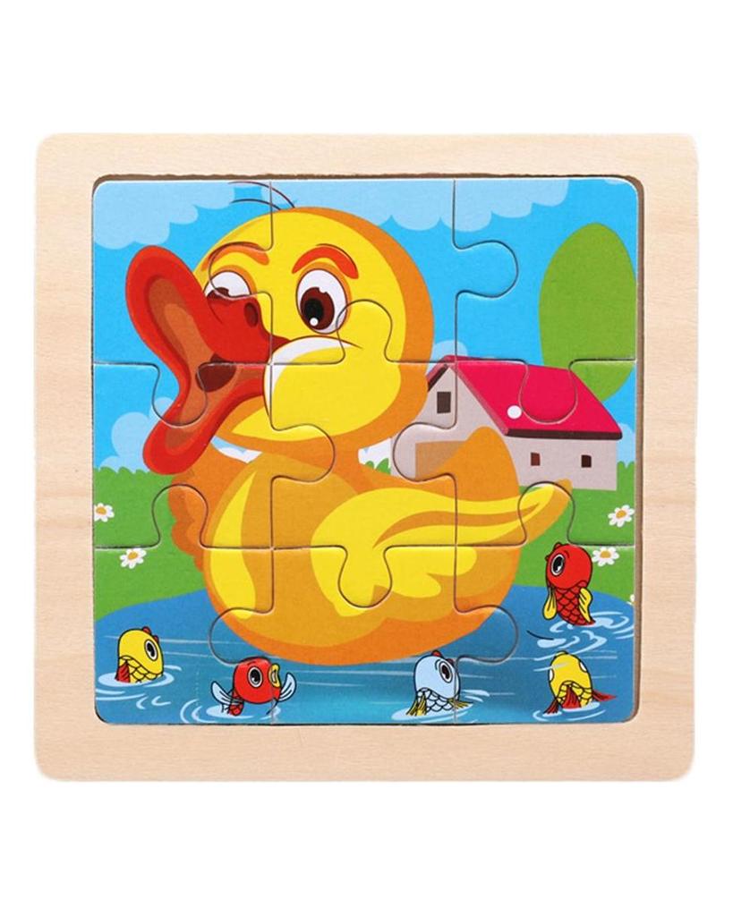TOYS & TOTS 9Pcs Wooden Cartoon Animals Jigsaw Puzzle Learning Education Panel Kids Toys