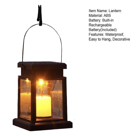 Outdoor Hanging Solar Lantern, Waterproof Rechargeable Decorative Lamp, Copper Wire Candle Light for Outside, Garden, Patio, Yard, Porch Decor