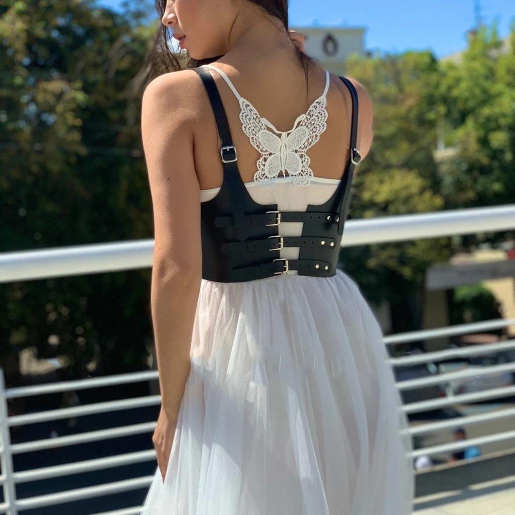 Women Fashion Belt Street Style Punk Waist-to-Shoulder Leather Body Harness Wide Belt Suspenders Gothic Clothing Accessories