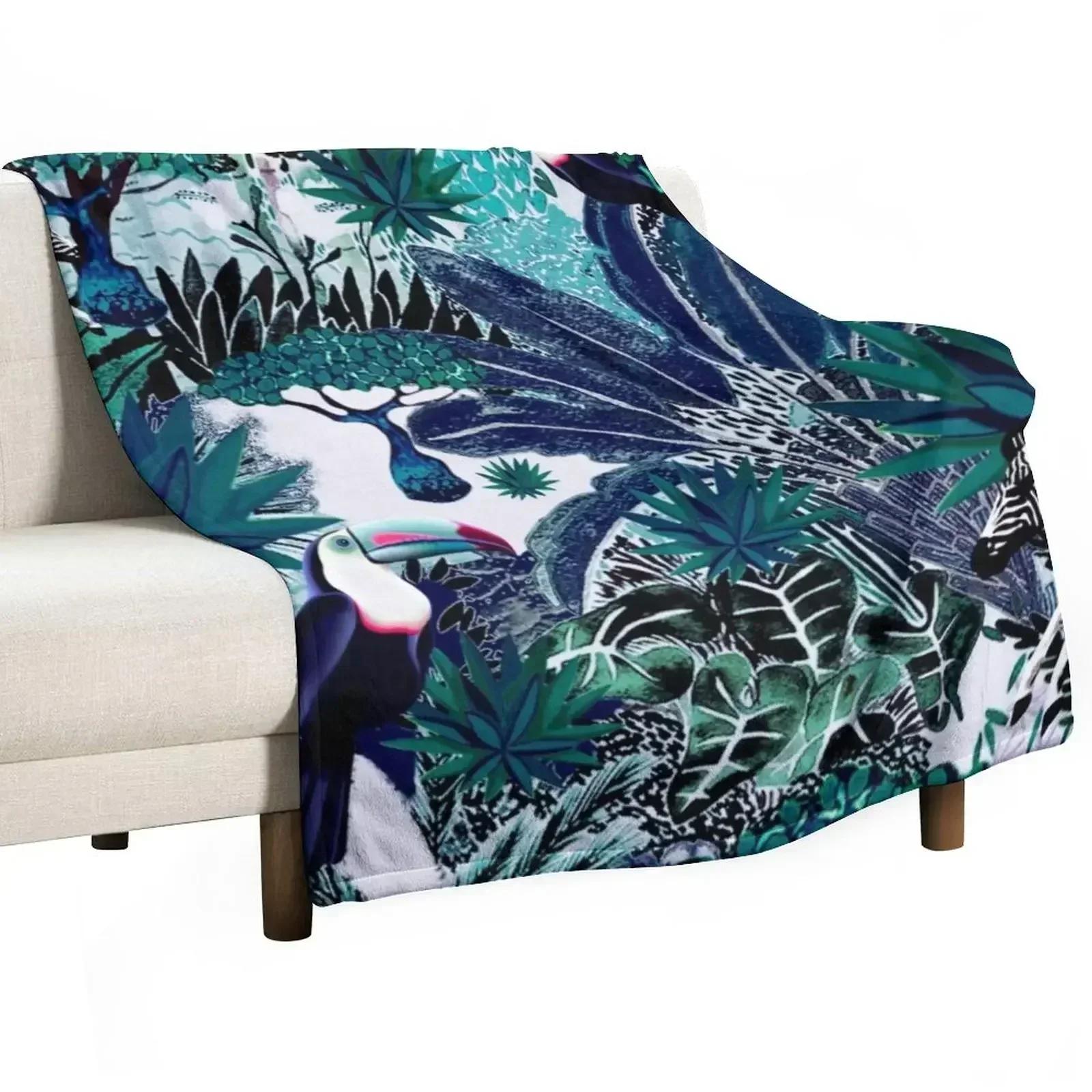 Jungle Safari Throw Blanket Lightweight Warm Blanket for Travel Camping 75X95CM