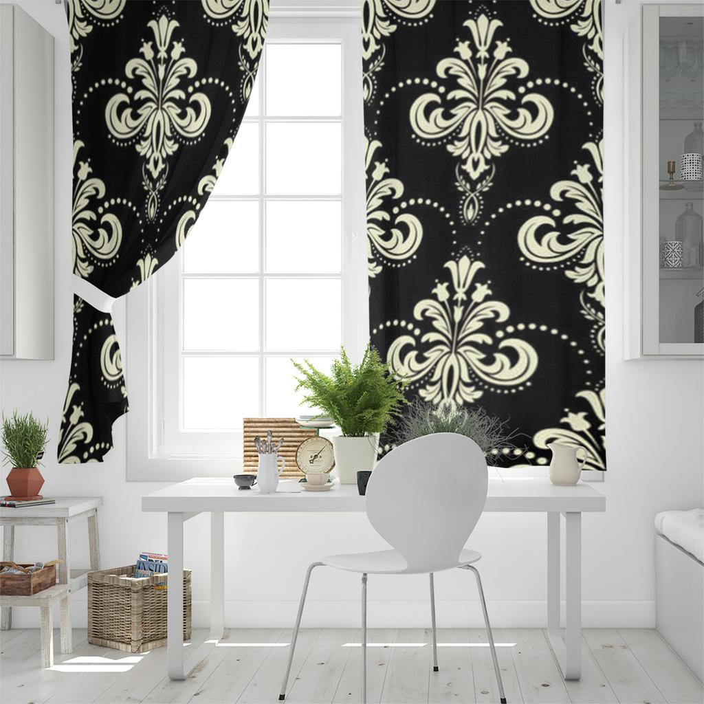 Fenstervorhang mit Barockmuster für Wohnzimmer, Schlafzimmer, Luxus-Dekorationsartikel für die Küche