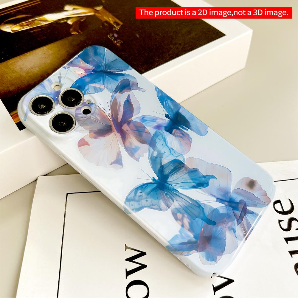 Blue Butterfly Dream Wall Art Phone Case All Inclusive Film Hard Phone Case, Compatible with iPhone 18 Pro Max 17 16 15 14 13 12 11