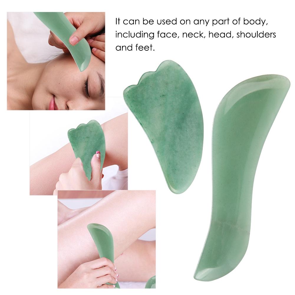 3Pcs Green Aventurine Scraping Plate Board Set Body Massage Plate Scraping Massage Tool
