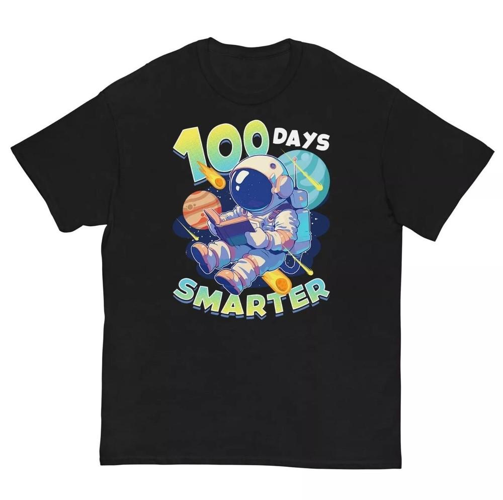 100 Days Smarter Astronaut Space 100th Day Of School Boys T-Shirt M